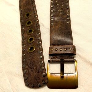 Thick Leather-Like Studded Belt - up to 43 inches long